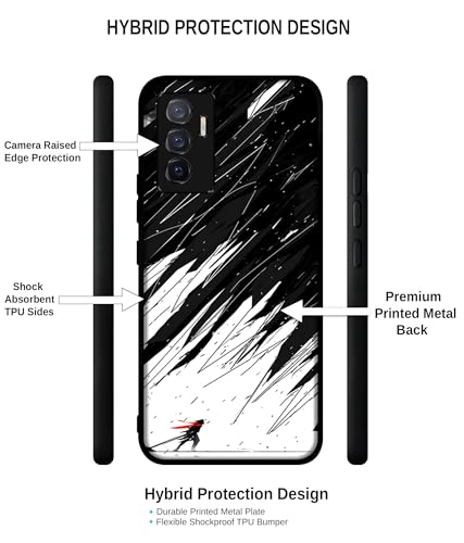 Image of Geometric Strom Design Premium 2D Printed Metal Back Case Cover for Vivo V23E 5G / Y75 4G