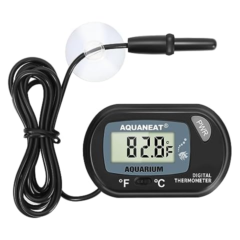 AQUANEAT Aquarium Thermometer, Reptile Thermometer, Fish Tank Thermometer, Digital Thermometer, Terrarium Water Temperature Test, with Large LCD Display (1 Pack) Cover
