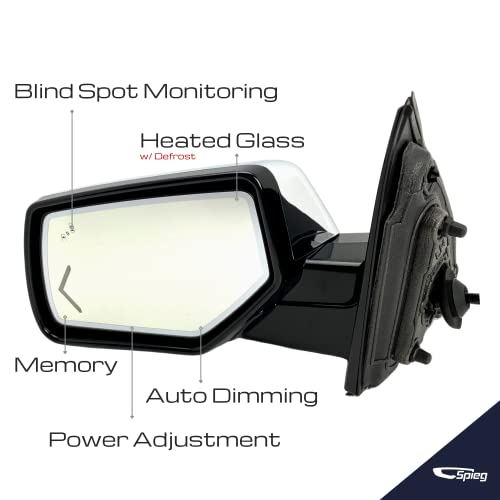 Spieg Driver Side Mirror Replacement For Chevrolet Tahoe Suburban | Gmc Yukon Xl 2015-2020 Auto Dimming Puddle Lamp Power Folding Bsm Memory Chrome 17Pin (Lh) #TOP1