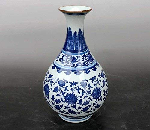 sdneNest Jarrones para decoración de porcelana azul y blanca hecha a mano con flores y plantas