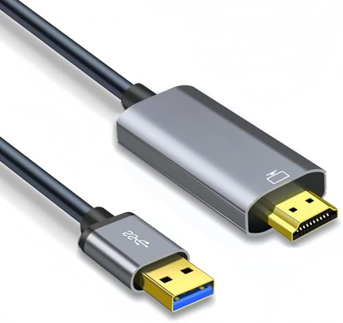USB to HDMI Cable Built-in Drivers 1.2M USB 3.0 to HDMI Male Cable HD 1080P Monitor Converter Cord Compatible with Windows 8.1/10/11/Mac/Android for Desktop and Laptop Link Monitor Projector HDTV