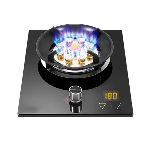 Estufa De Gas Portátil De 5,2 KW Y 1 Quemador, Con Quemadores De GLP/GN, Encimera De Vidrio Templado, Protección Contra Llamas Y Temporizador(LPG)