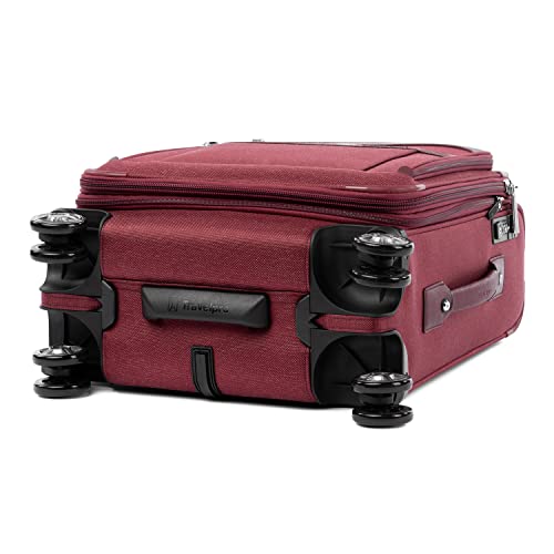 Image of Travelpro Platinum Elite Softside Expandable Carry on Luggage, 8 Wheel Spinner Suitcase, USB Port, Men and Women, International, Bordeaux Red, Carry On 19-Inch