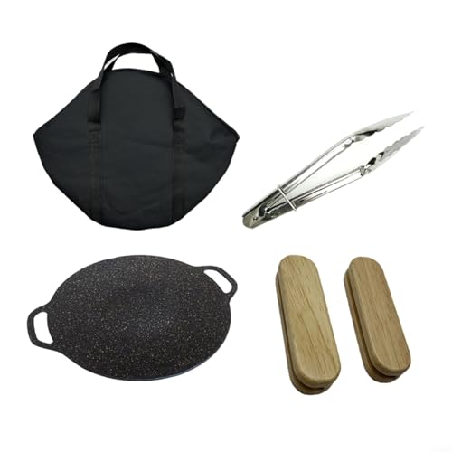 MoSundi Sartén de barbacoa de camping de forma redonda, bandeja multifunción para estufa, portátil con bolsa, 43 cm (29 cm)