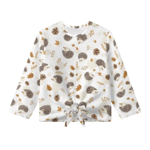 Girls Long Sleeve Shirts with Tie Hem Fall Casual Lightweight Tops Pullover Crewneck Kid Fit Blouses 5-12 Years4