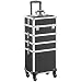 Yaheetech Trolley Valigia Make up per Estetista Parrucchiere Professionale Beauty Case Grande Porta Trucchi Cosmetici da Viaggio 34 x 25,5 x 100 cm Nero
