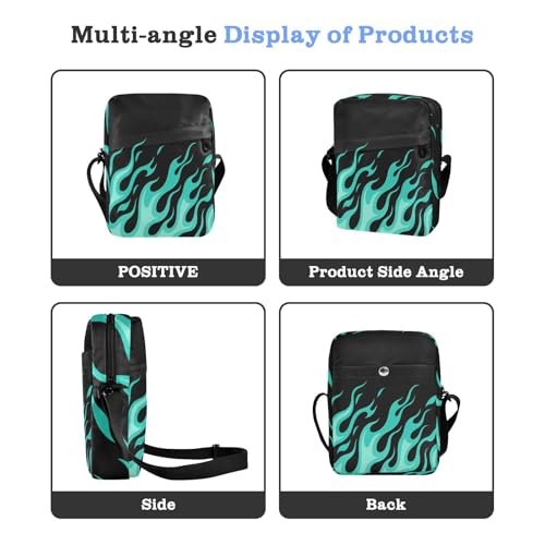 crossbody messenger bag shoulder bags Shoulder Hand Bags Adjustable Strap for School School- Flowing Fire Giraffe Mint Green4