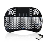 Mini Wireless Keyboard Bluetooth 2.4G with Touchpad, 3-Colors LED Backlit, Built-in Rechargeable Battery Touchable Portable Keyboard for Android Box Google Smart TV PS3 PS4 Windows PC Tablet Laptop