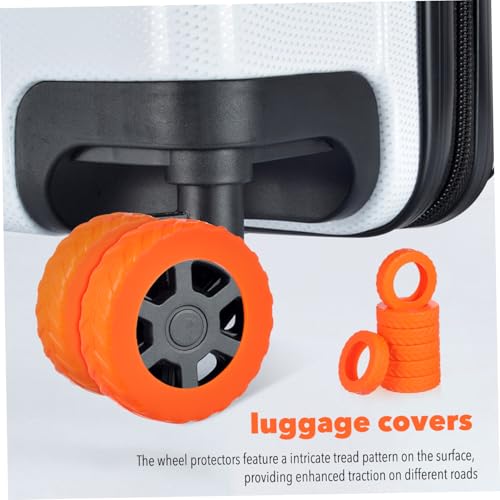 VALICLUD 8pcs Silicone Luggage Wheel Protectors Non-slip Covers for Suitcase Wheels Thicken Design for Enhanced Protection and Noise Reduction Fits Φ- Orange Color3