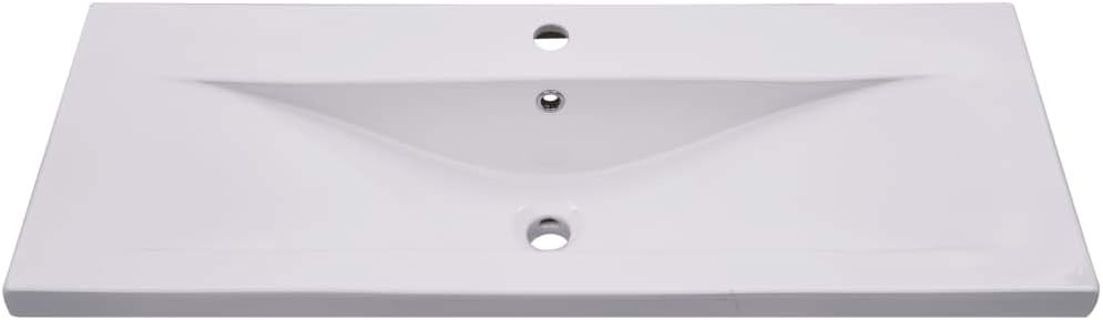 vidaXL Ceramic Built-in Bathroom Basin - Chic & Timeless Design - White - 39.8" x 15.6" x 7.3" Dimensions - Glazed Surface - Includes Overflow Feature