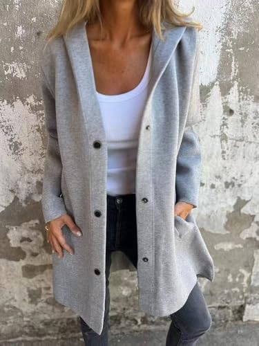 Casual Single Breasted Hooded Jacket Single Breasted Hooded Coats Lapel Neck Long Sleeve Trench Coat For Women 20243