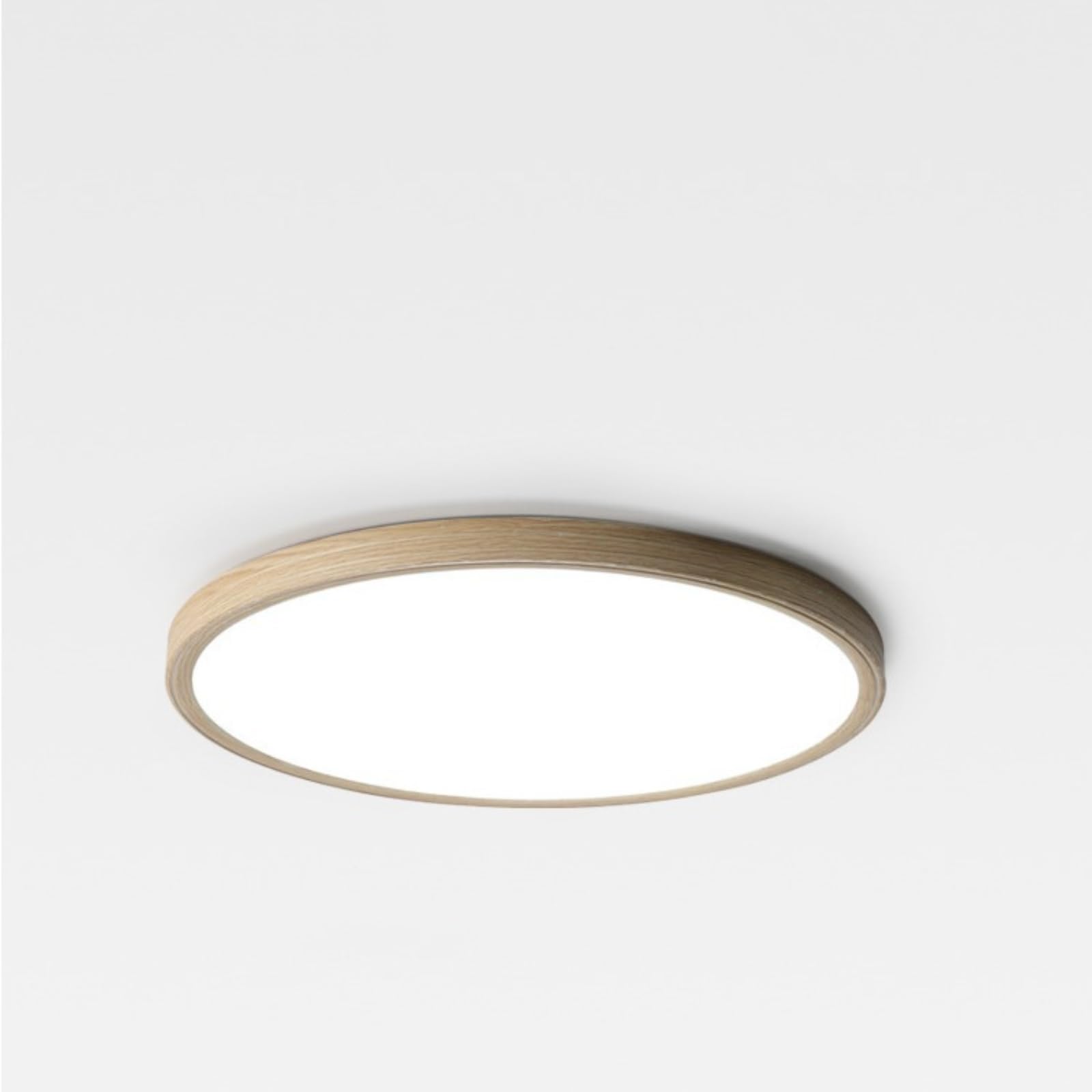 Plafonnier rond vintage en bois moderne avec LED à intensité variable pour couloir