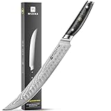 WIZEKA Carving Knife-10 Real Damascus Breaking Knife,Razor Sharp Butcher knife Curved Scimitar Brisket Knife for Meating Cutting with G10 Handle