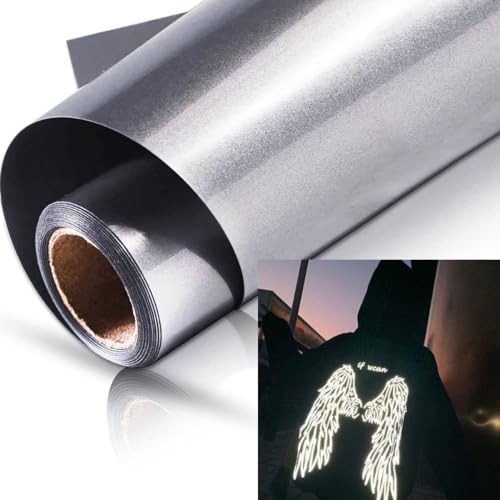 DINOVIN | Grey Reflective HTV Vinyl Roll 20in x 40in Heat Transfer | HTV PU for Shirts, Iron on Transfer for Cricut & Cameo - Easy to Cut & Weed for Heat Transfer Design-image-27