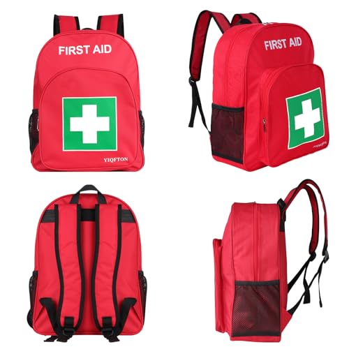 Mochila de primeros auxilios vacía, bolsa de emergencia roja para hogar y montaña 7