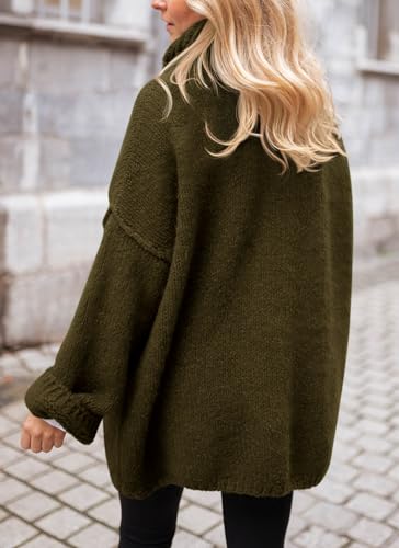 PRETTYGARDEN Women's Knit Oversized Sweater Fall Fashion Casual Long Sleeve Turtleneck Chunky Pullover Tops Winter Clothing
