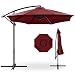 Best Choice Products 10ft Offset Hanging Market Patio Umbrella w/ Easy Tilt Adjustment, Polyester Shade, 8 Ribs for Backyard, Poolside, Lawn and Garden - Burgundy