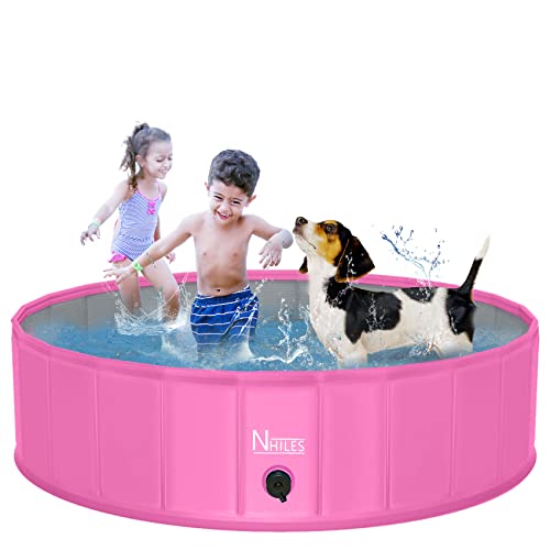 NHILES Portable Pet Dog Pool, 63" Collapsible Bathing Tub, Indoor & Outdoor Foldable Leakproof Cat Dog Pet SPA for Dogs and Cats