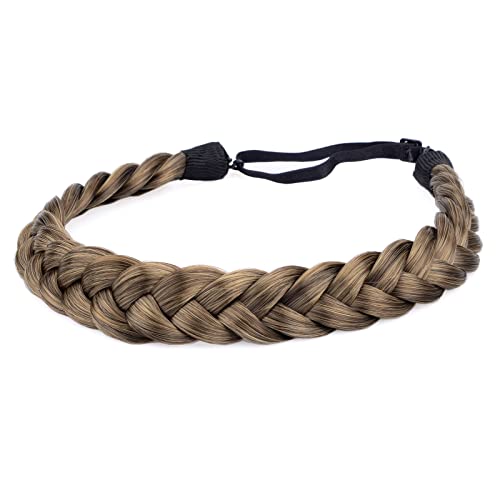 Gledola Two Strand Synthetic Hair Headband Hair Braid Natural Looking Headband for Women (Claybank)