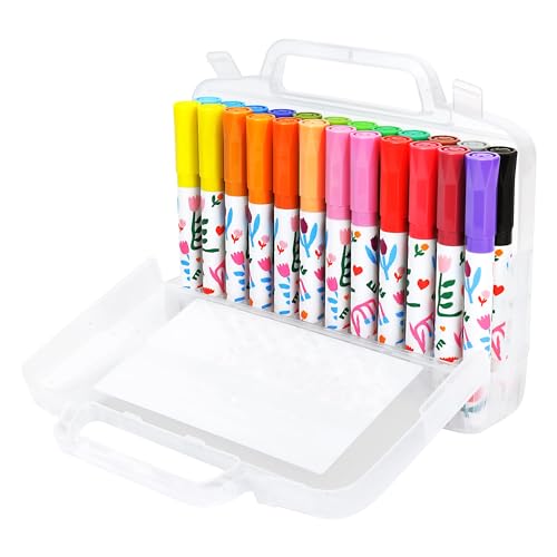 Amazon Basics Washable Markers for Kids, Fine Tip Assorted Colors, Non-Toxic Drawing and Coloring School Supplies Set, Pack of 24 view 3