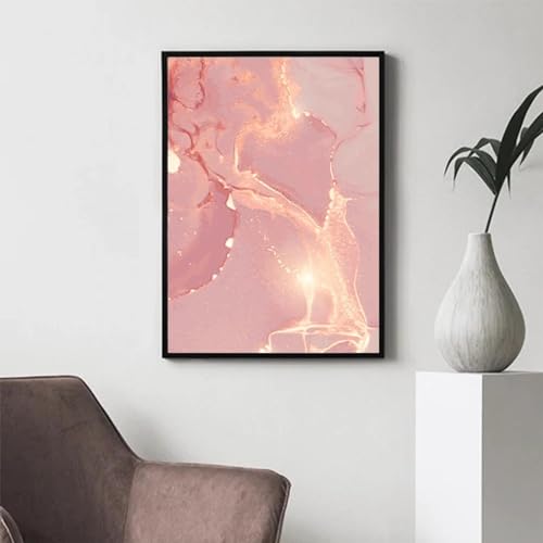 Affiche d'art mural abstrait marbre rose doré 80x110cm triptyque sans cadre - 3