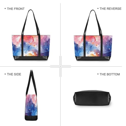 KLL Watercolor Flowers Sturdy work bag with laptop compartment with zipper laptop tote bags for work Large Handbag for teacher with bolsos secret para mujeres3