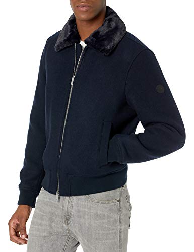 A|X Armani Exchange Men's Bomber Jacket with Collar, Navy, S
