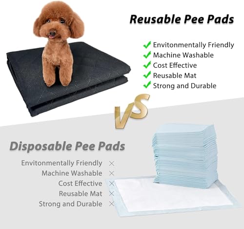 Image of Washable Pee Pads for Dogs 34 inchx36 inch Reusable Puppy Pad Pet Training Pads, Waterproof Mat Non-Slip, Dog Pee Pad Whelping Pads Dog Mat-Playpen,Crate,Sofo,Car,Potty,Bed