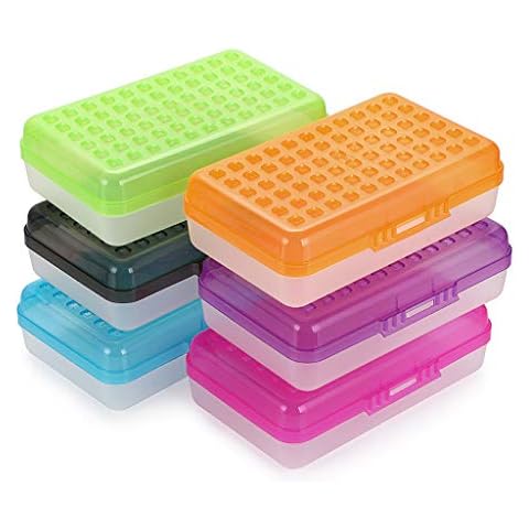 BTSKY 6 Pack Multipurpose Utility Box- Large Capacity Pencil Box with Lid Snap Closure Pencil Holder for Organize and Carry Pencils Watercolor Pens Stationery Office Supplies Organizer Colorful Cover