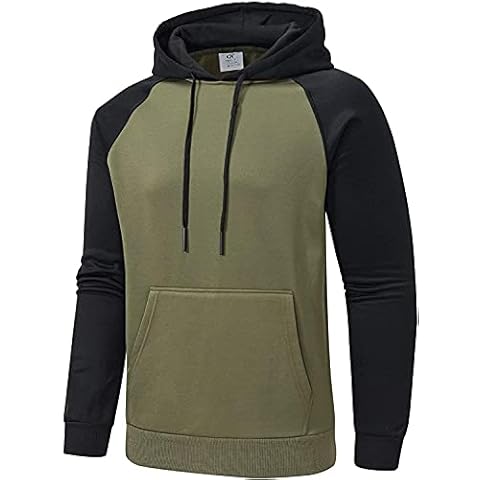 YuKaiChen Men's Casual Pullover Hoodies Outer Silky Fabric Drawstring Hooded Sweatshirt with Pocket Black Armygreen M Cover