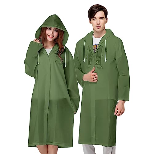 Vicloon Vicloon Poncho Impermeabile, 2Pcs per Adulti da Portatile Eva Trasparenti Riutilizzabili, Cappotto di Pioggia Unisex per Pesca, Parchi Acquatici e Altro Ancora,Army Green - Offerta Amazon Italia