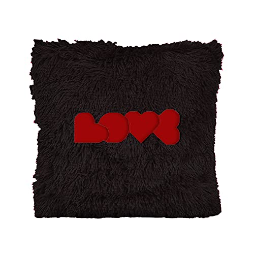 Image of Best Gifts for Birthday /Valentine's Day /Give with A Grateful Heart Love Quote - Square Shape Fur Throw Pillow Cushion - Home Sofa Decorative 16 X 16 inches (Black)