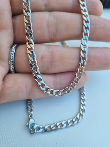 Cordão De Aço Inox Hipoalergênico Corrente Maciça De Aço Inoxidável Elo Tipo Grumet 70CM de Comprime