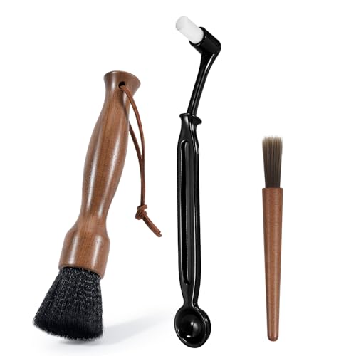 Belongtous 3Pcs Coffee Grinder Cleaning Brush Set, Essential Advanced Cleaning Kit with Large Soft Bristles Coffee Brush, Small Detail Brush, Group Head Brush
