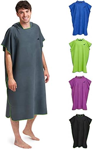 Poncho kąpielowe damskie i męskie  lekkie i kompaktowe  ponczo do surfingu, ręcznik poncho  ponczo plażowe z mikrofibry  rozmiar M, niebieski - zielony