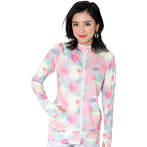 FELLOW フェロー 全38色柄 ラッシュガード パーカー レディース ラッシュパーカー 接触冷感 ラッシュ フードあり 長袖 UVカット UPF50 + タイダイ LLサイズ