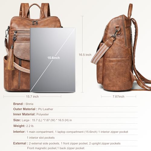 Shrrie Leather Laptop Backpack