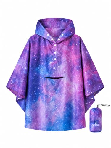 Image of SaphiRose Lightweight Kids Rain Poncho Jacket Waterproof Outwear Rain Coat