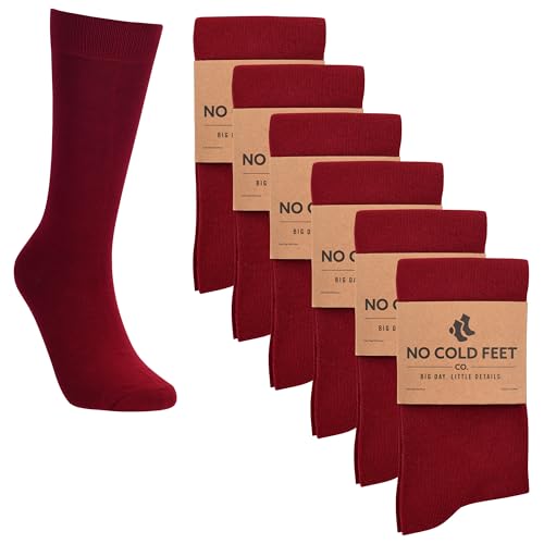 Fun Burgundy Colorful Novelty Socks for Men for Dress Casual Formal Groomsmen Wedding, 6 Pack