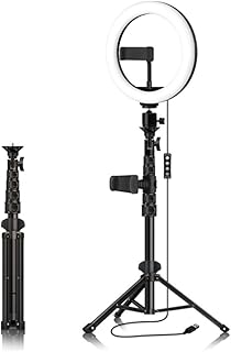 Ring Light 10Led Ring Light with Tripod Stand, Dimmable Selfie Ring Light with 3 Color Modes for Live Streaming, Makeup, Photography, Video Selfie Ring Light