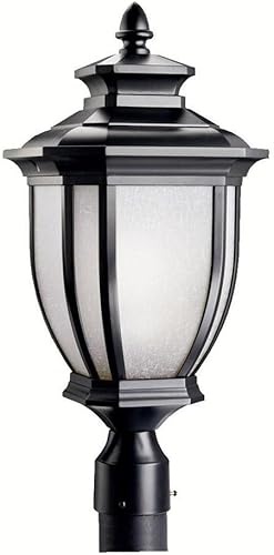 Kichler Salisbury - Luz de poste para exteriores de 21.75 pulgadas con vidrio de lino blanco en negro