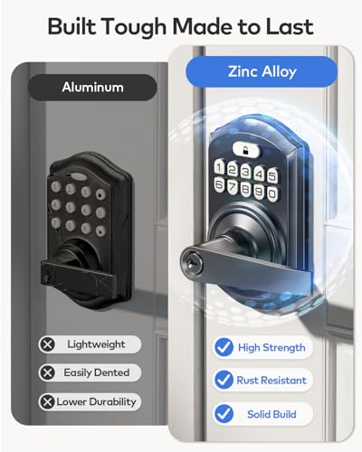 TEEHO TE004 Keyless Entry Keypad Door Lock with Handle - Smart Digital Electronic Lock for Interior Door with Anti-Peeping, Auto Lock & Passage Mode - Easy Installation - Matte Black thumbnail 6