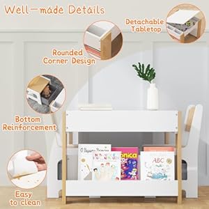 Kids Table and Chair Set, 4 in 1 Wooden Activity Table & 2 Chairs with Storage Drawer Detachable Tabletop for Toddlers Kids Drawing, Reading, Crafts, Art,Homework, Nursery, Playroom Kids Table and Chair Set 4 in 1 Wooden Activity Table 2 Chairs with Storage Drawer Detachable Tabletop for Toddlers Kids Drawing Reading Crafts ArtHomework Nursery Playroom
