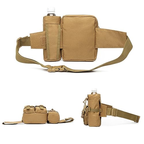 Piscorush Pochete tática com suporte para garrafa de água, versátil e impermeável, pochete militar p