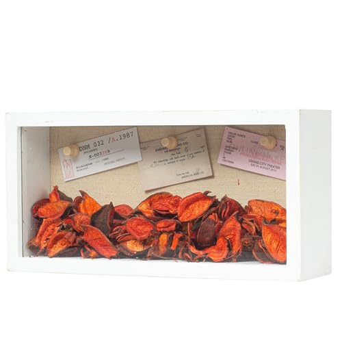 Image of Shadow Box Frame 5x10 Shadow Box Display Case with Linen Back of Awards Memorabilia Flower, Pictures, Keepsakes、Bouquet、Medals and More Photos Memory Box Long Skinny White