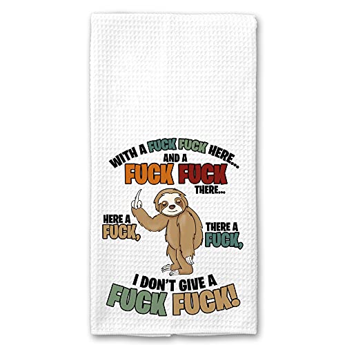 Funny F*ck Sloth Farmer Song Microfiber Tea Towel Kitchen Linen Adult Theme Gift for Her