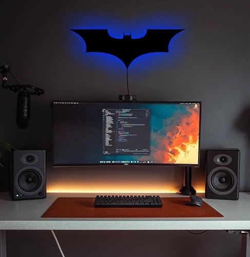 Image of AD INFINITUM LED Wall Lamp, Comic Lover, Bat Cave, Night Lamp, for Gift, Kids Room, Gaming Setup, Gaming Room, Man Cave with Mobile App Support (Dark Knight Multicolor)