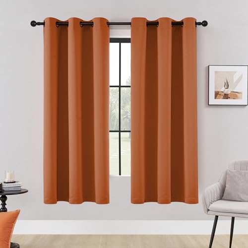 Image of HUTO Blackout Bedroom Window Curtains Drapes - Antique Copper Thermal Insulated Privacy Protect Curtains Drpaeries for Living Room, 2 Panels, 42 x 63 Inch, Rust