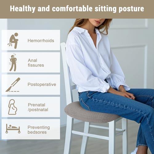 Donut Pillow for Bed Sores Tailbone Pain Relief Cushion, Cotton Butt Donut Cushion Breathable for Hemorrhoid, Pregnancy, Prostate and Surgery, Sitting Pressure Relief for Home, Office, Car