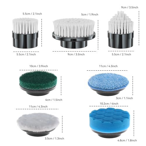 Image of Electric Spin Scrubber Replacement Brush Heads, 7 Pcs Set Suitable for Cordless Power Scrubber, for Bathroom, Kitchen,